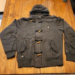 10 Deep Washed Grey Toggle Hoodie Size XL